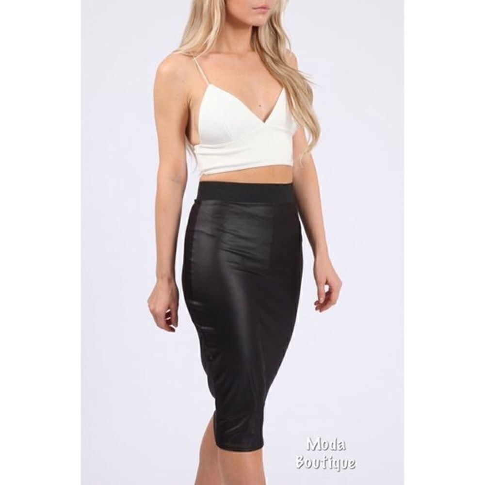 High Waist Midi Pencil Skirt - Picture 5 of 6